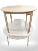 Two 20th century Scandinavian painted extending dining tables with leaves.