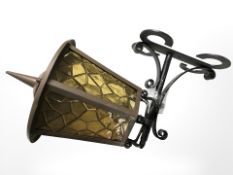 A copper effect exterior light on painted metal bracket, overall 73 cm long.