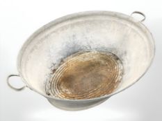 A galvanised twin handled wash tub,