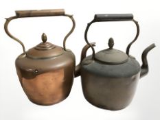 Two Victorian copper kettles.