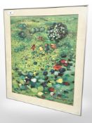 A continental colour print depicting children playing, 45 cm x 55 cm.