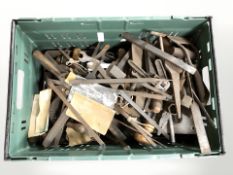 A quantity of vintage hand tools, drills, files and saw blades, etc.