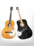 A Hohner Countryman semi acoustic guitar, together with a further Spanish acoustic guitar.