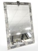An antique large silver mounted easel mirror, London marks,