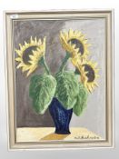Danish School : Still life with sunflowers, oil on canvas, 45 cm x 60 cm.