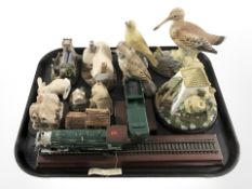 Group of Lilliput Lane and other cottage ornaments, die cast model locomotive,