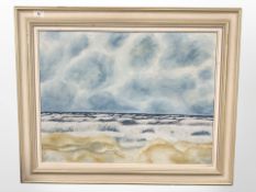 Danish School : Waves on a beach, oil on canvas, 66 cm x 50 cm.