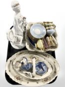 KPM porcelain tea china, two continental porcelain figurines, etc.