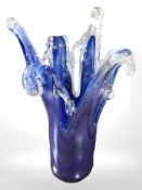 A large Murano blue glass vase,
