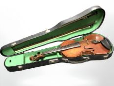 A late 19th century Czechoslovakian violin labelled 'W.
