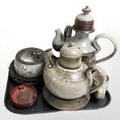 A group of Scandinavian glazed stoneware tea pots, bowls, etc.