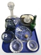 A group of Scandinavian glasswares, ships decanter, etc.