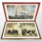 A naval print after Leslie Willcox,