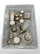 A group of silver mounted glass and crystal dressing table items etc