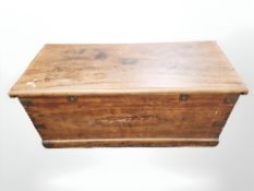 A 19th century camphor wood and brass bound blanket chest, 103 cm x 48 cm x 45 cm.