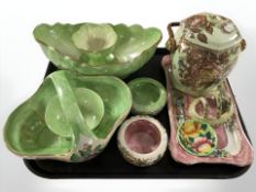 A group of Mailing lustre ceramics including biscuit jar, basket, bowls, etc.