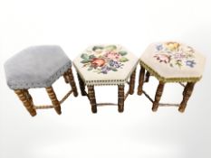 Three hexagonal footstools