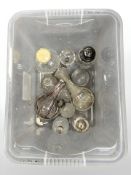 A group of antique crystal and glass items mounted in silver