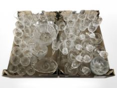 Quantity of crystal drinking glasses, fruit bowls,