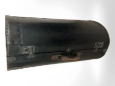 An early 20th century oval leather trunk, width 71 cm.