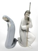 Two Lladro figures of Mary and Joseph.