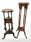 Two reproduction mahogany wig stands.
