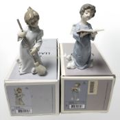 Two Lladro figures' Angelic Voice' No. 5724 and 'Sweep Away the Clouds' No. 5726, both boxed.