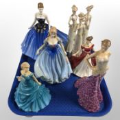 A Royal Doulton classics figure - Abigail and seven further ladies including Doulton,