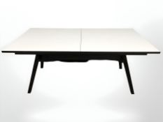 A Scandinavian melamine topped dining table, 183 cm x 100 cm x 74 cm.