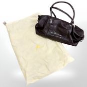 A Tyler & Tyler brown leather overnight/messanger bag,approximate dimensions 45 cm x 19 cm x 35 cm,