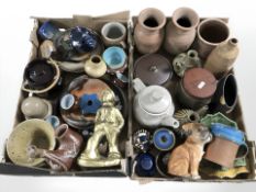 Assorted 20th century ceramics including vases, pottery storage jars, teapots, figurines, etc.