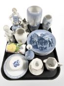 Royal Copenhagen porcelain vases, collectors plates,