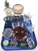 A group of Scandinavian glass ware, paperweights,