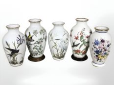 Five Franklin Mint Royal Horticultural Society porcelain vases,