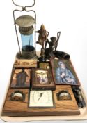 A group of reproduction Russian style icons, combination barometer,
