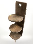 A Scandinavian oak three tier stand, height 84 cm.