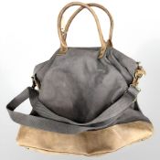 A Forbes & Lewis Somerset holdall, twin-tone brown, leather trim and waxed canvas,