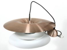 A Scandinavian copper effect disk light fitting, diameter 51 cm.