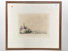 Rembrandt van Rijn (1606-1669) : Cottage beside a Canal with a View of Ouderkerk, Barsch 228,