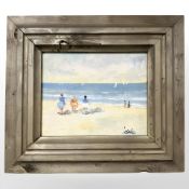 Lusaka : Figures on a beach, oil on canvas, 25 cm x 20 cm.