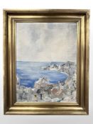 Haber-Thykier Hansen : Figures fishing in a cove, oil on board, 43 cm x 56 cm.