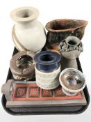 Scandinavian studio pottery wares, female bust signed F.