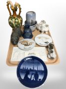 A group of Danish ceramics including Royal Copenhagen vase, collector's plates,