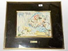 After Salvador Dali, Bacchus' Cart, colour print, 31 cm x 24 cm.