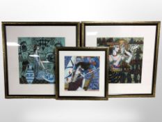 Florence Y C Law (born 1956) : Three abstract studies, mixed media,