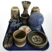 A group of Scandinavian studio pottery vases, Royal Copenhagen shallow dish, etc.