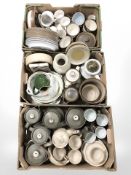 A large quantity of assorted Denby stoneware items including tea and dinner wares, vases, etc.