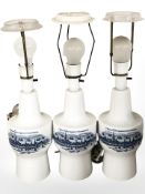 Three Royal Copenhagen porcelain lamp bases,