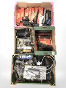 A quantity of Triang OO gauge railway rolling stock, track, control units, buildings, etc.