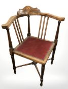 An inlaid mahogany corner chair